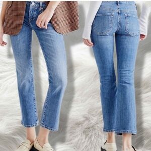 Free People We The Free Liv Flare Crop Darkwash Denim Jeans 28  OB1417538